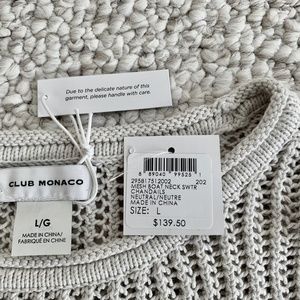NWT Club Monaco Mesh Boat-neck Cotton Sweater Sz L